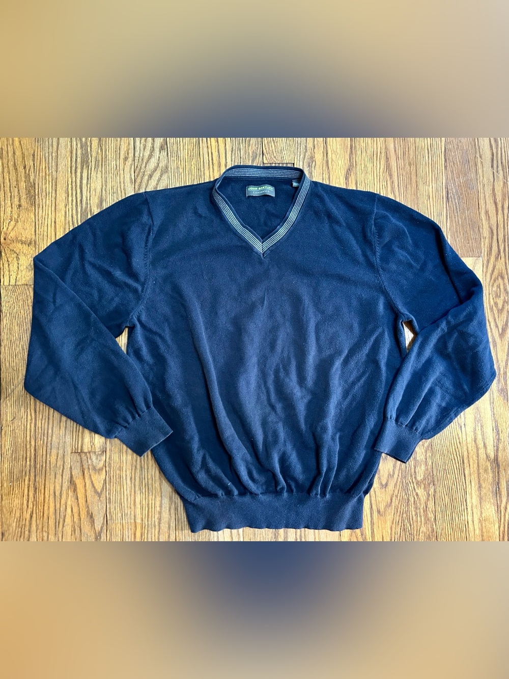John Bartlett Consensus Mens V Neck Long Sleeves Blue Pullover Sweater Size L